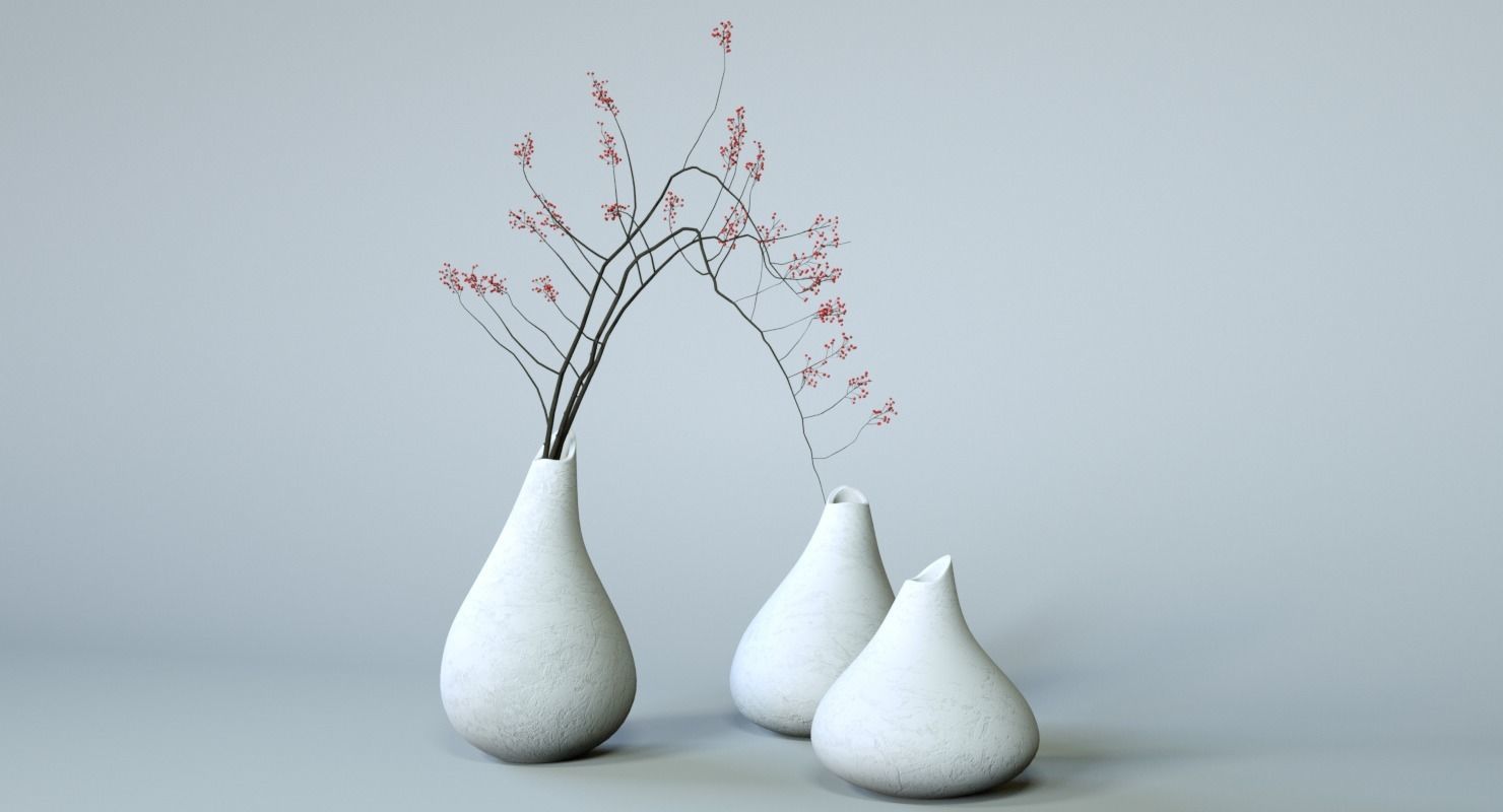 Minimalistic Ceramic  Vase Set  3D model_2