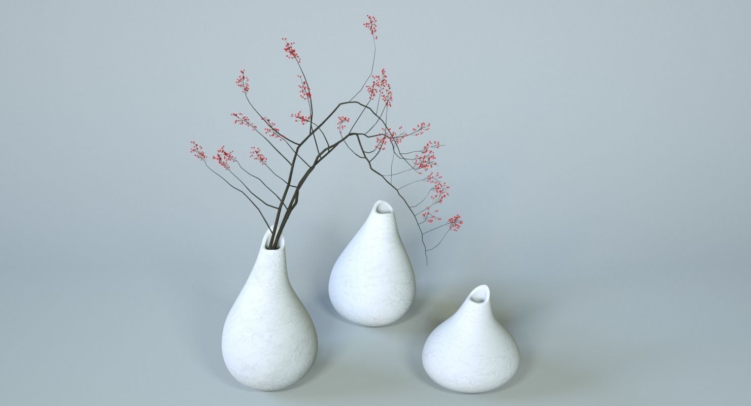 Minimalistic Ceramic  Vase Set  3D model_6