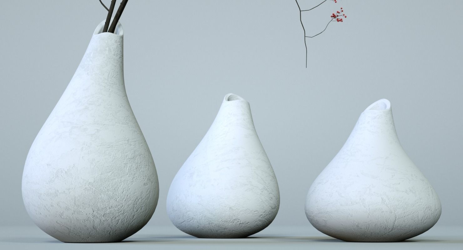 Minimalistic Ceramic  Vase Set  3D model_8
