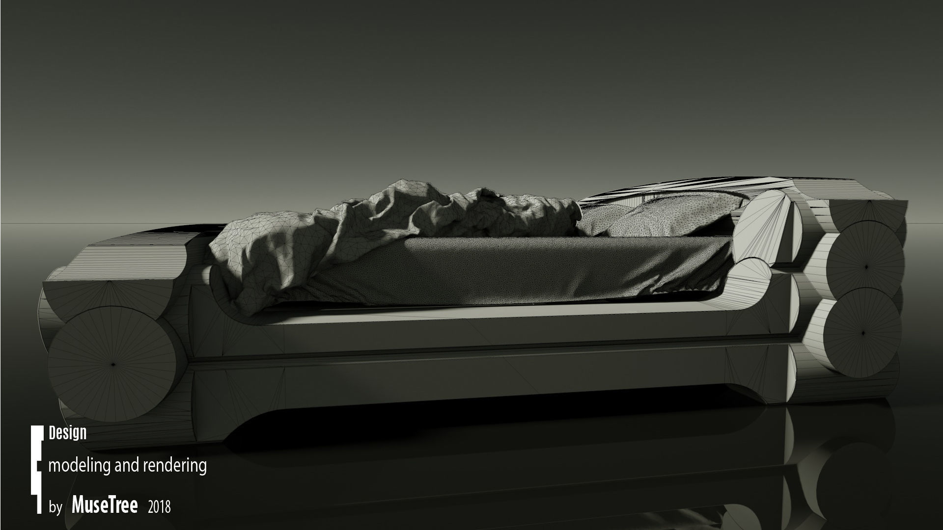 Wooden bed 3D model_11