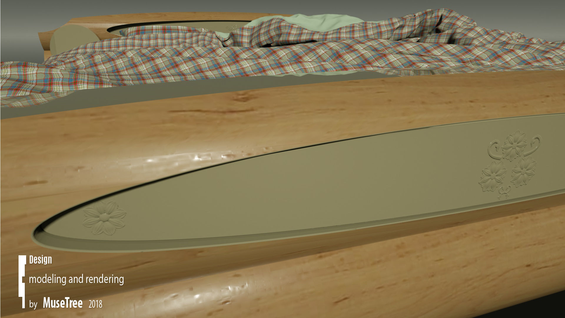 Wooden bed 3D model_6