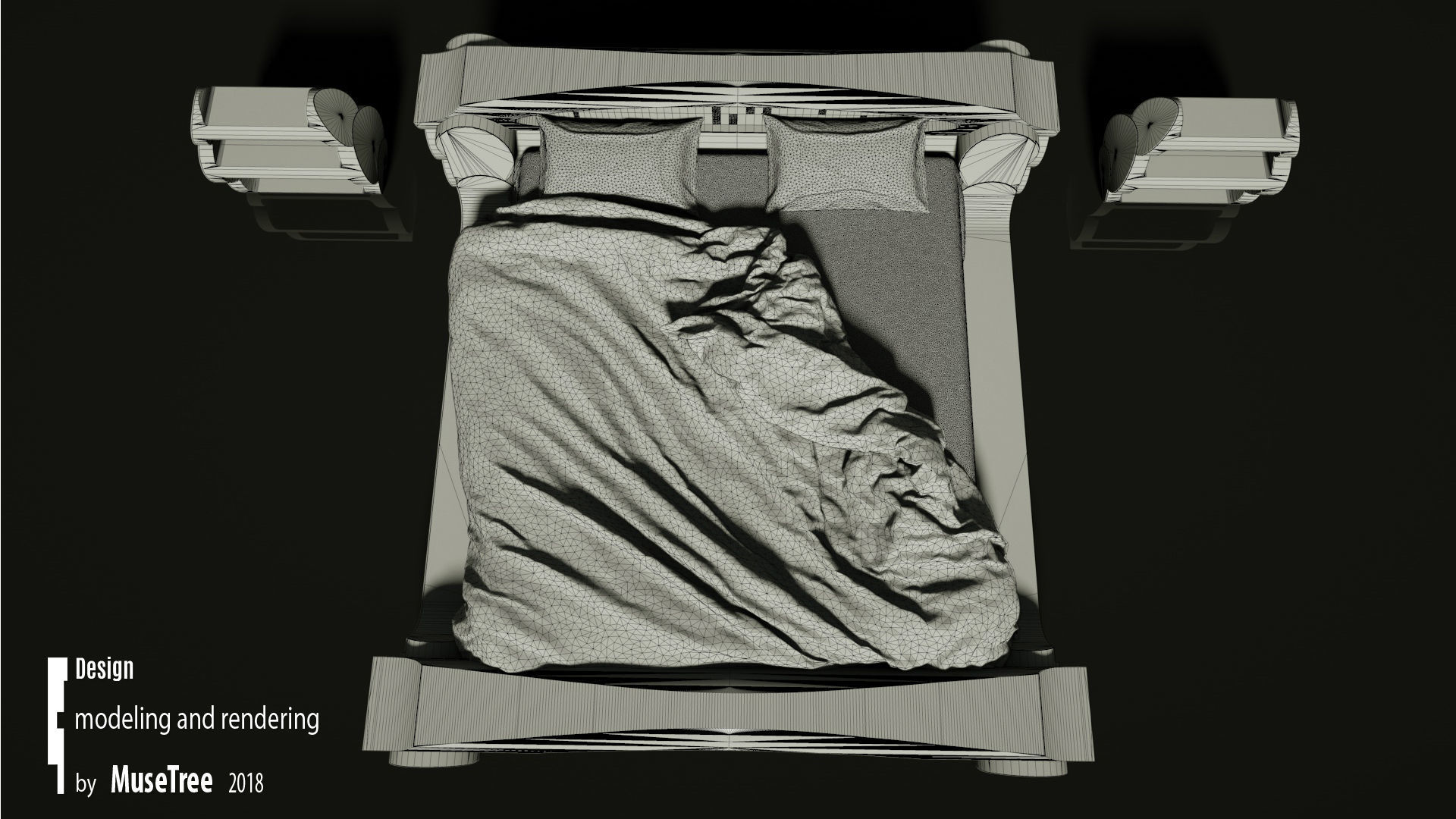 Wooden bed 3D model_9