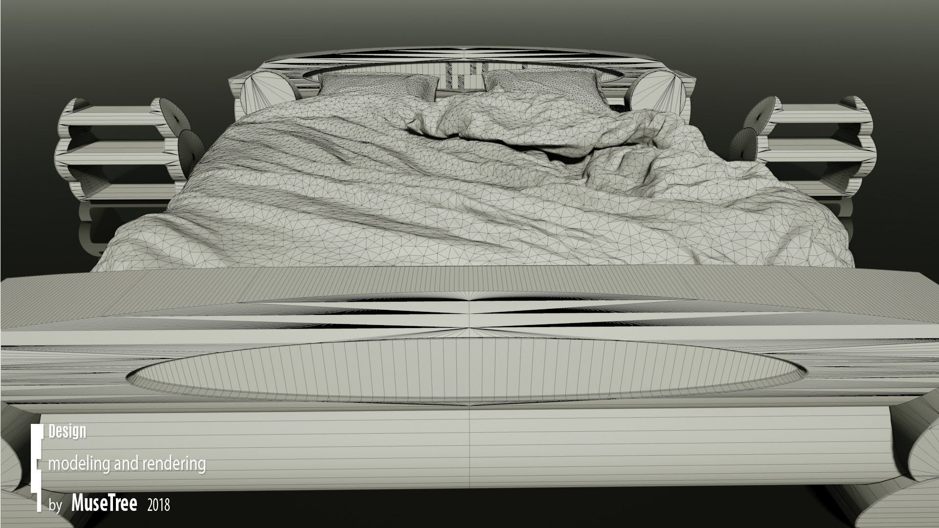 Wooden bed 3D model_5