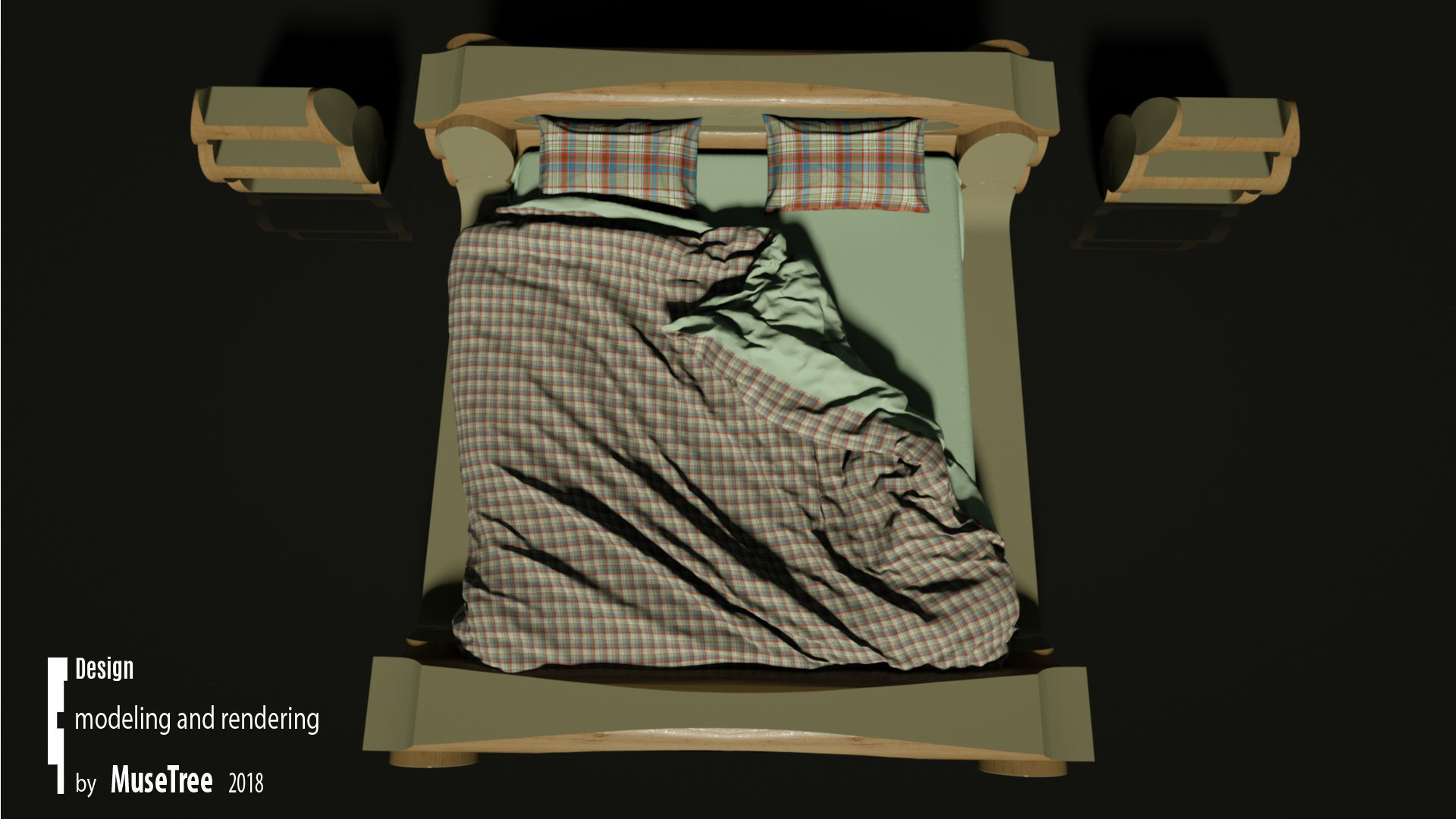 Wooden bed 3D model_8
