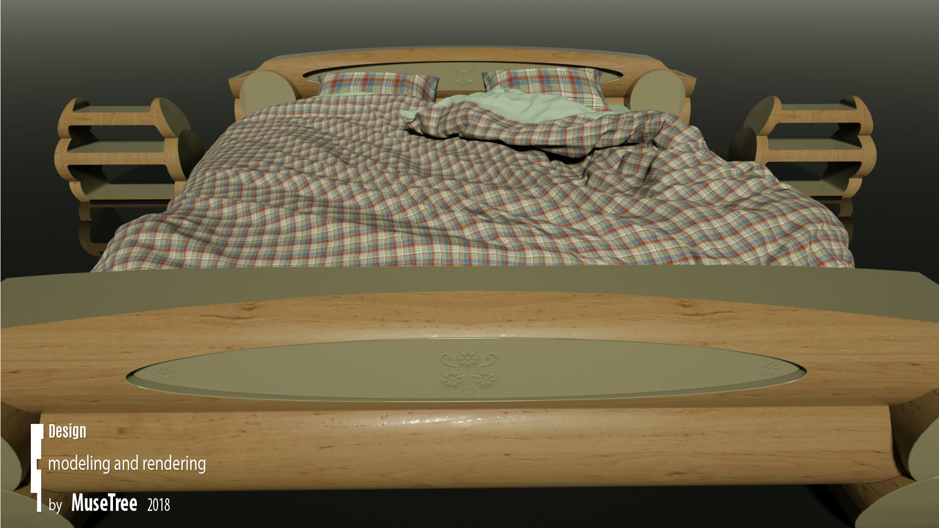 Wooden bed 3D model_4