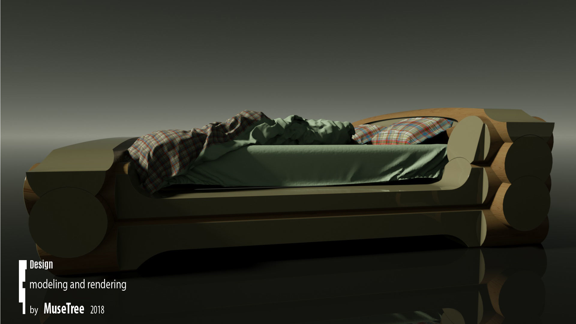 Wooden bed 3D model_10