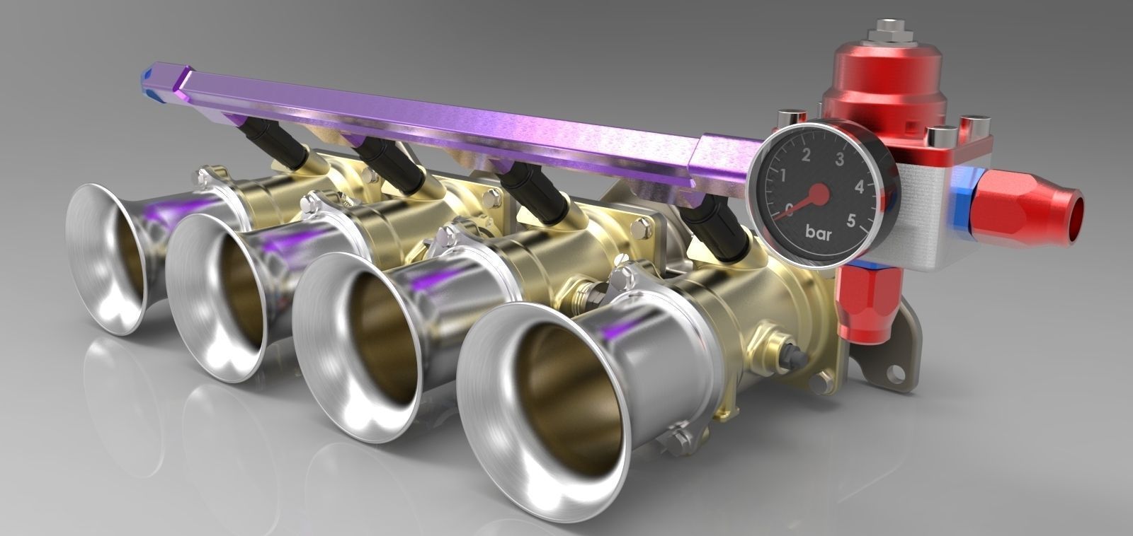 Individual throttle bodies 3D model_1