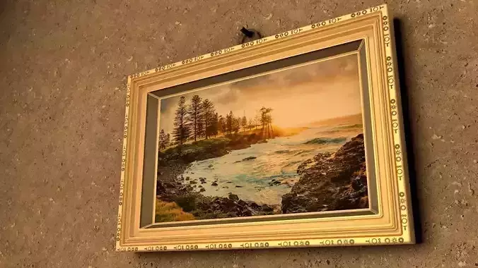 Ornate picture frame Low-poly 3D model