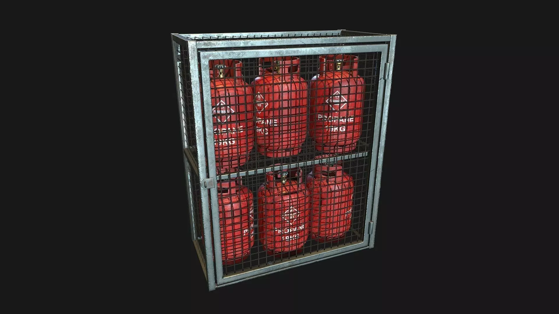 Low Poly PBR 19kg Gas Bottle with Storage Cage Low-poly 3D model_0