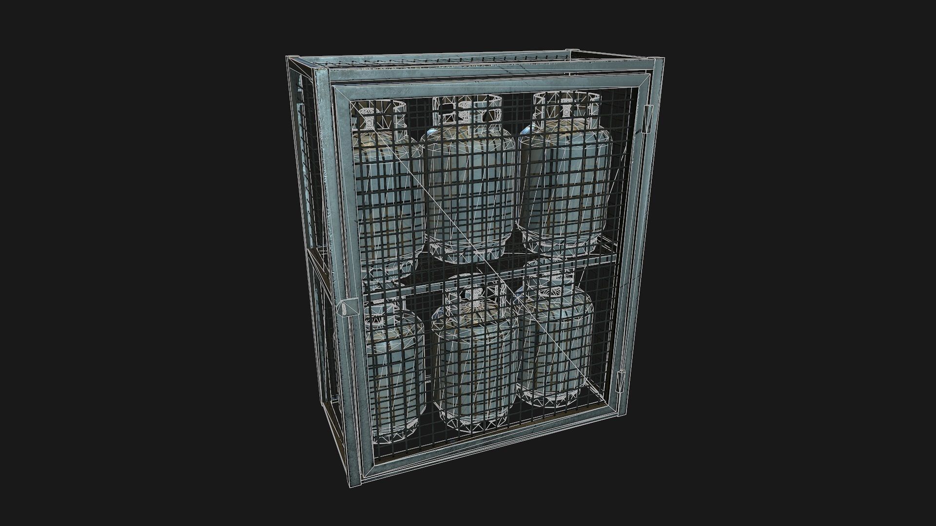 Low Poly PBR 19kg Gas Bottle with Storage Cage Low-poly 3D model_3