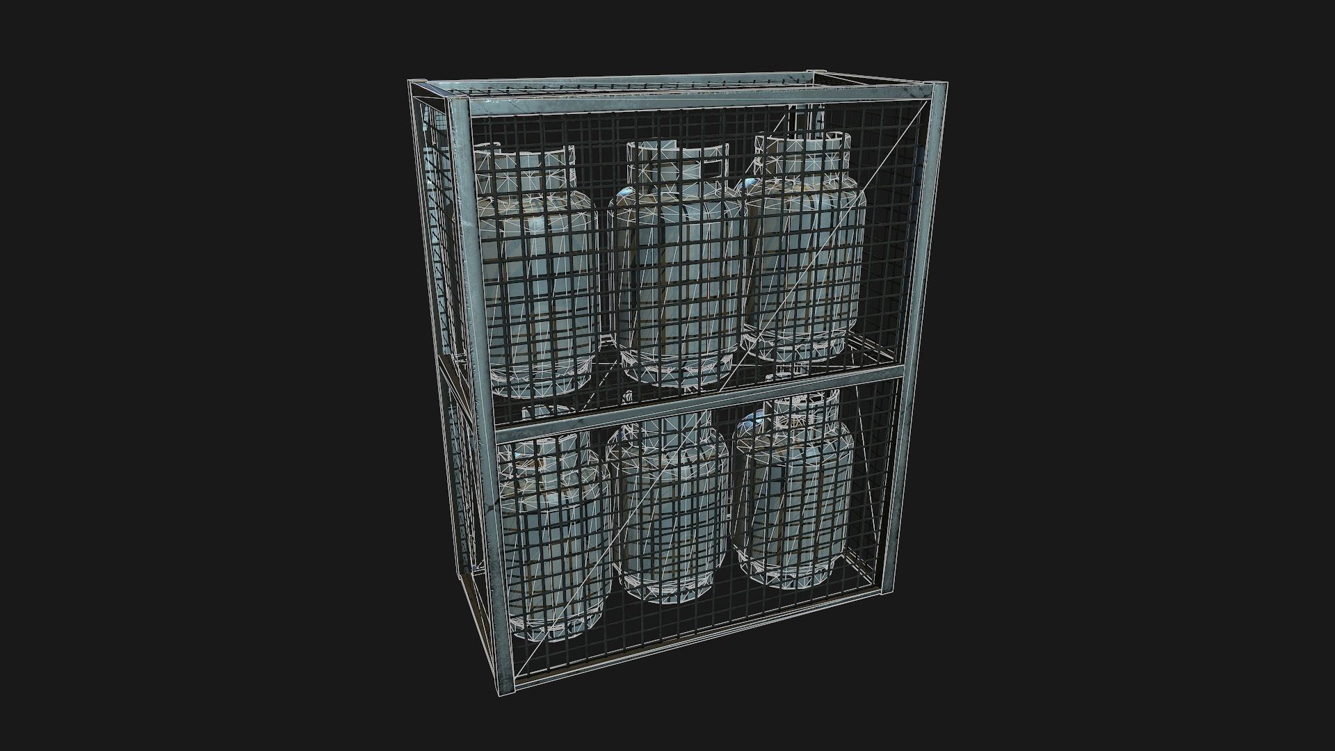 Low Poly PBR 19kg Gas Bottle with Storage Cage Low-poly 3D model_5