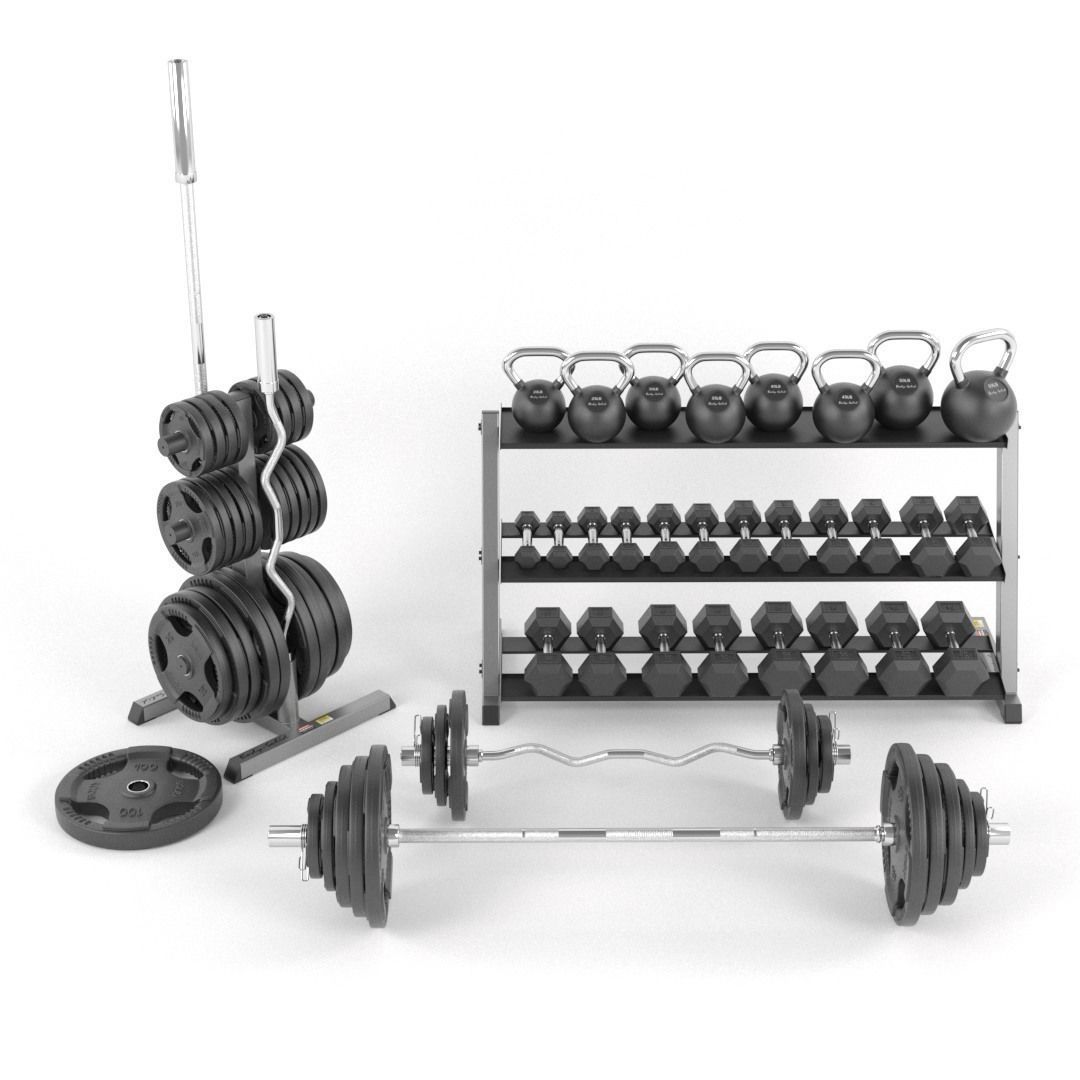 Large set for the gym by Bodysolid 3D model_2