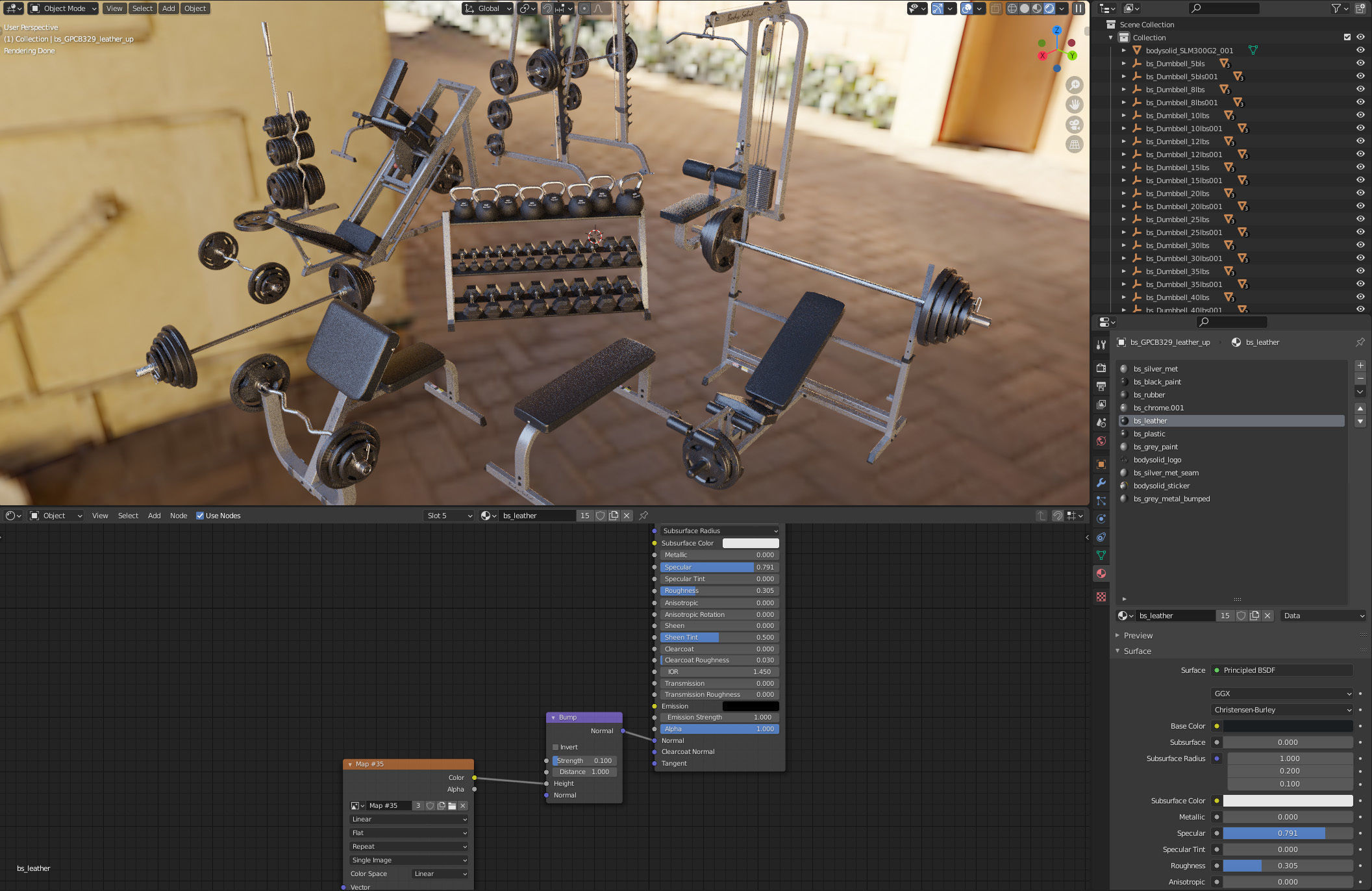 Large set for the gym by Bodysolid 3D model_11