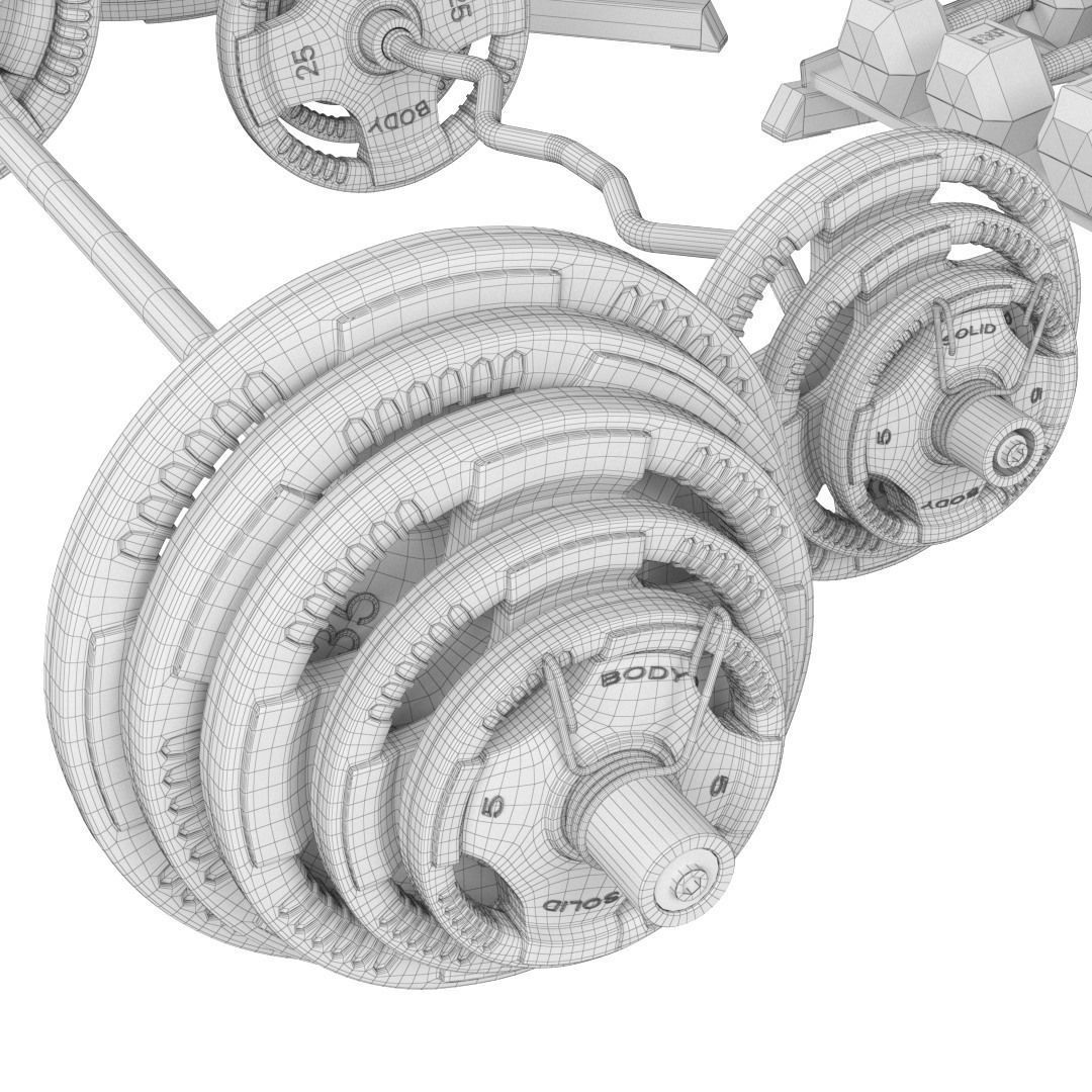 Large set for the gym by Bodysolid 3D model_15