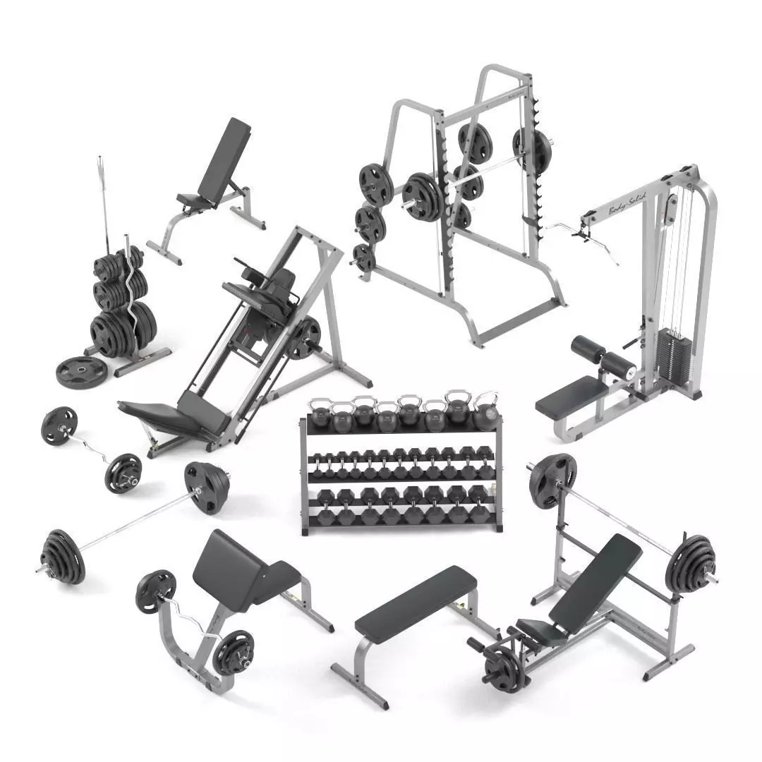 Large set for the gym by Bodysolid 3D model_0