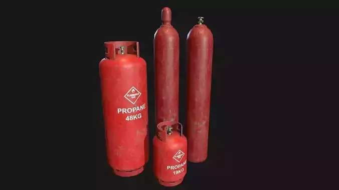 Low Poly PBR Gas Bottle Collection