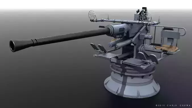 Bofors 40mm gun Low-poly 3D model