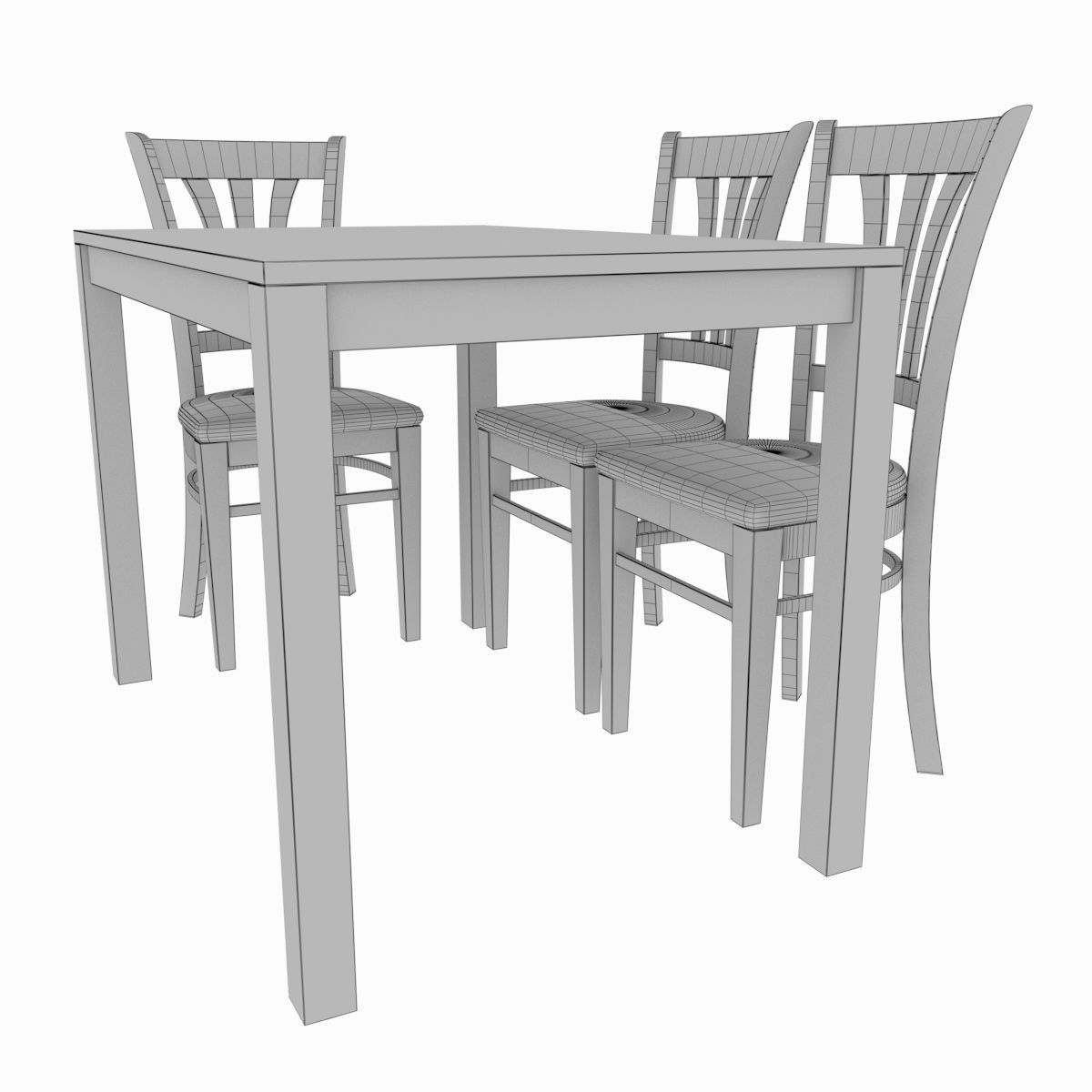 Dining set consisting of a table and chairs 3D model_4
