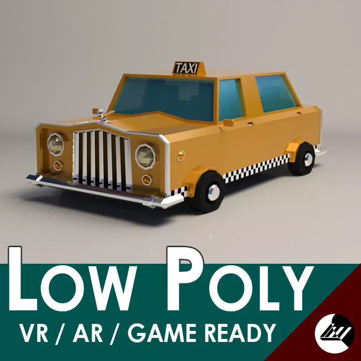 Low-Poly Cartoon Taxi Cab Low-poly 3D model