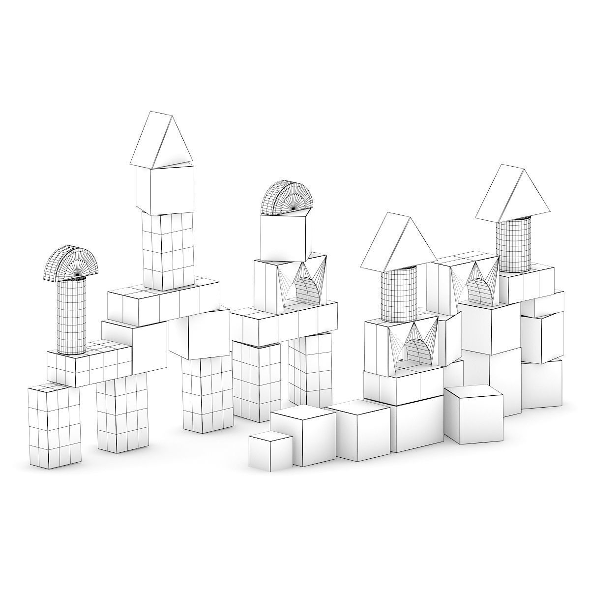 Wooden Blocks 3D model_1