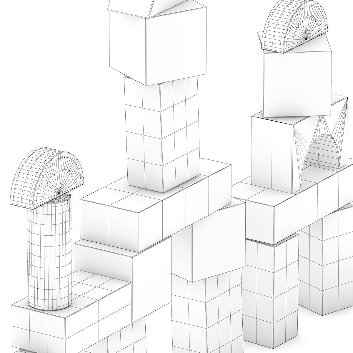 Wooden Blocks 3D model_5