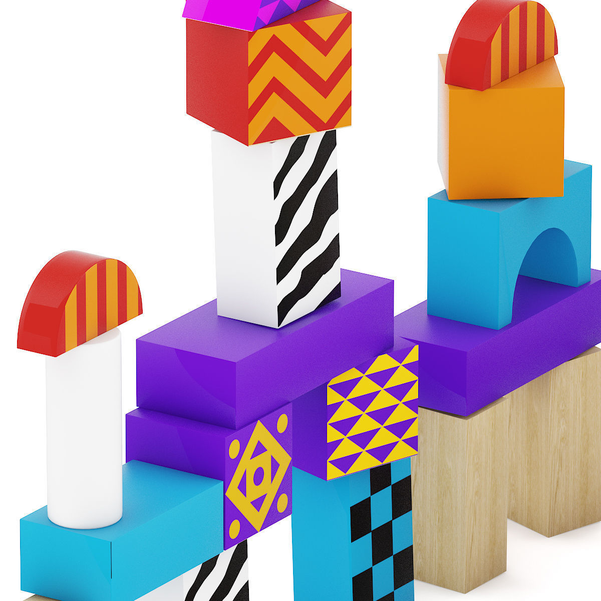 Wooden Blocks 3D model_4