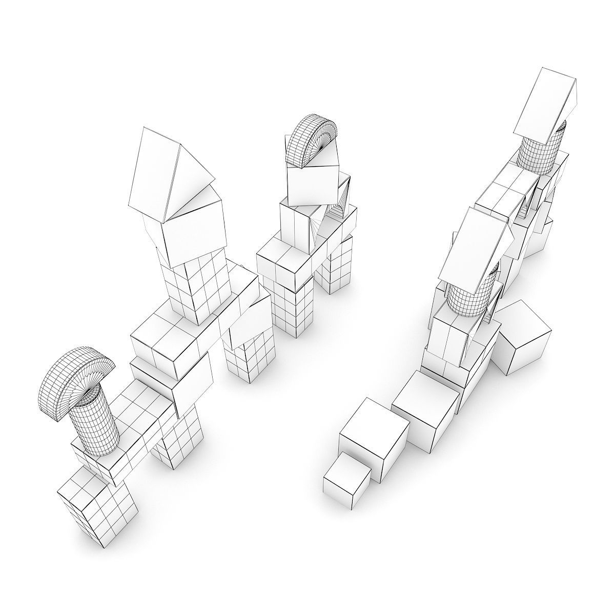 Wooden Blocks 3D model_3