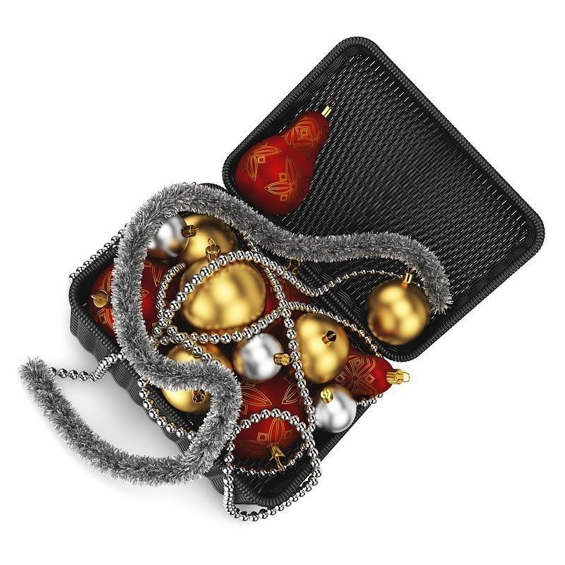 Box of Christmas Decorations 1 3D model_2