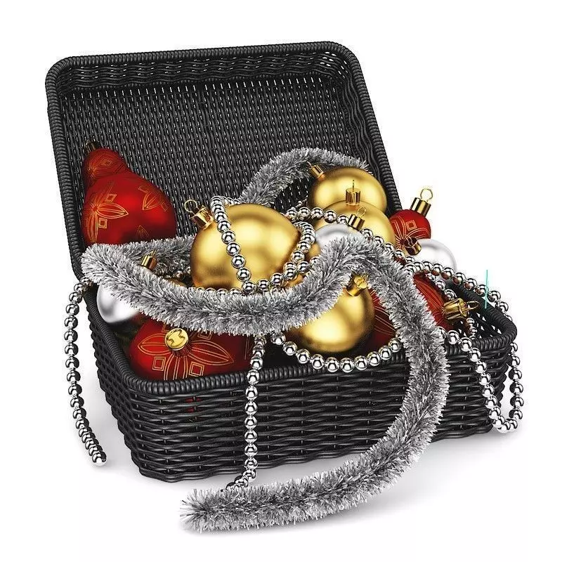 Box of Christmas Decorations 1 3D model_0