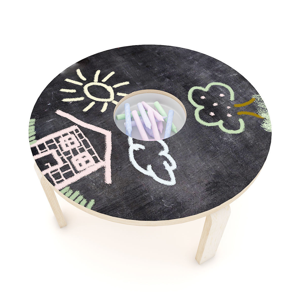 Chalkboard Table 3D model_2