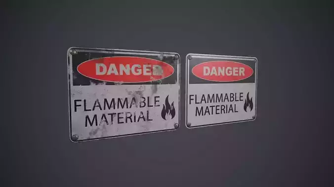 Plastic Danger Sign 3 PBR Game Ready Low-poly 3D model