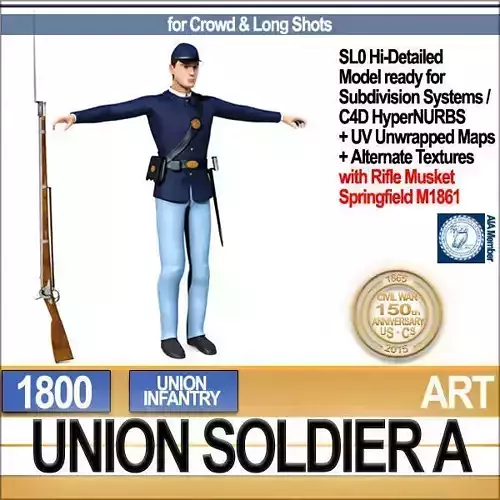 Civil War Union Soldier A Infantry 3D model