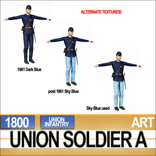 Civil War Union Soldier A Infantry 3D model_8