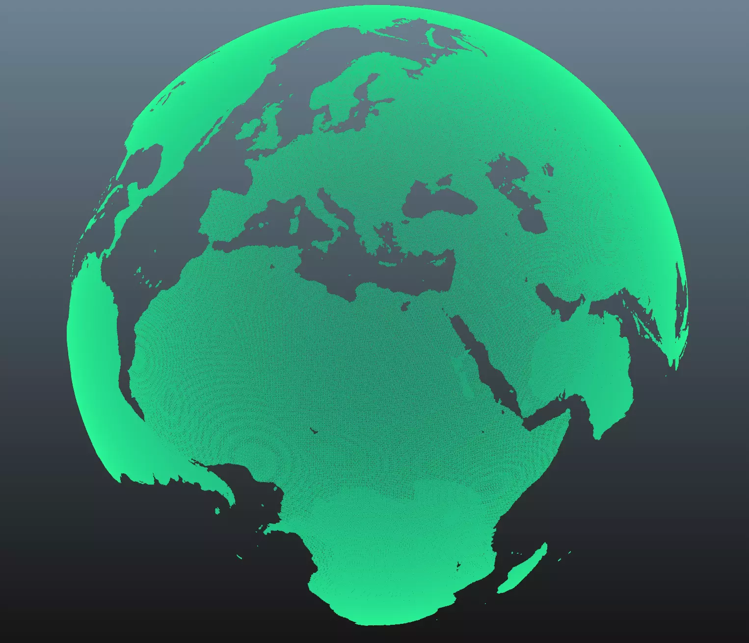 hi-res polygonal earth continents 3D model