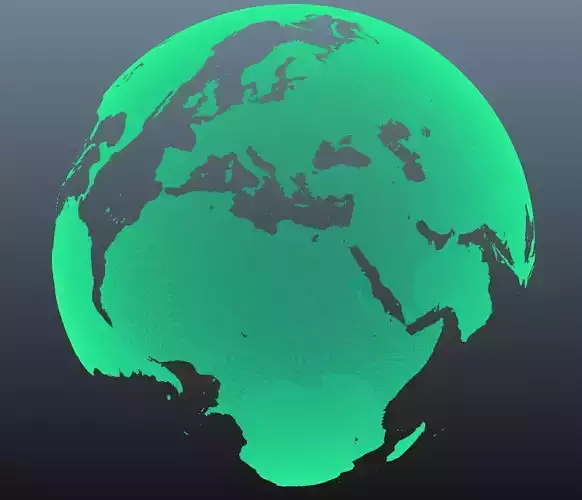 hi-res polygonal earth continents 3D model