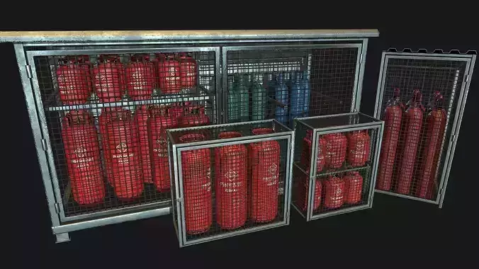 Low Poly PBR Gas Bottle Complete Collection Low-poly 3D model Low Poly PBR Gas Bottle Complete Collection Low-poly 3D model