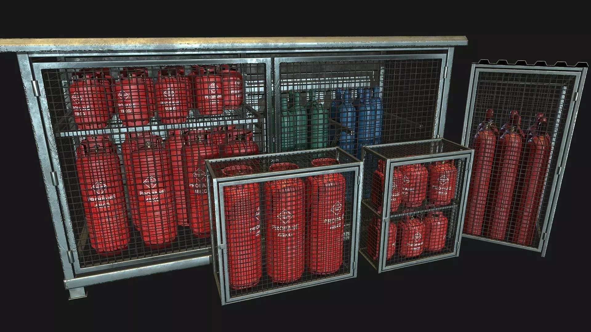 Low Poly PBR Gas Bottle Complete Collection Low-poly 3D model_0