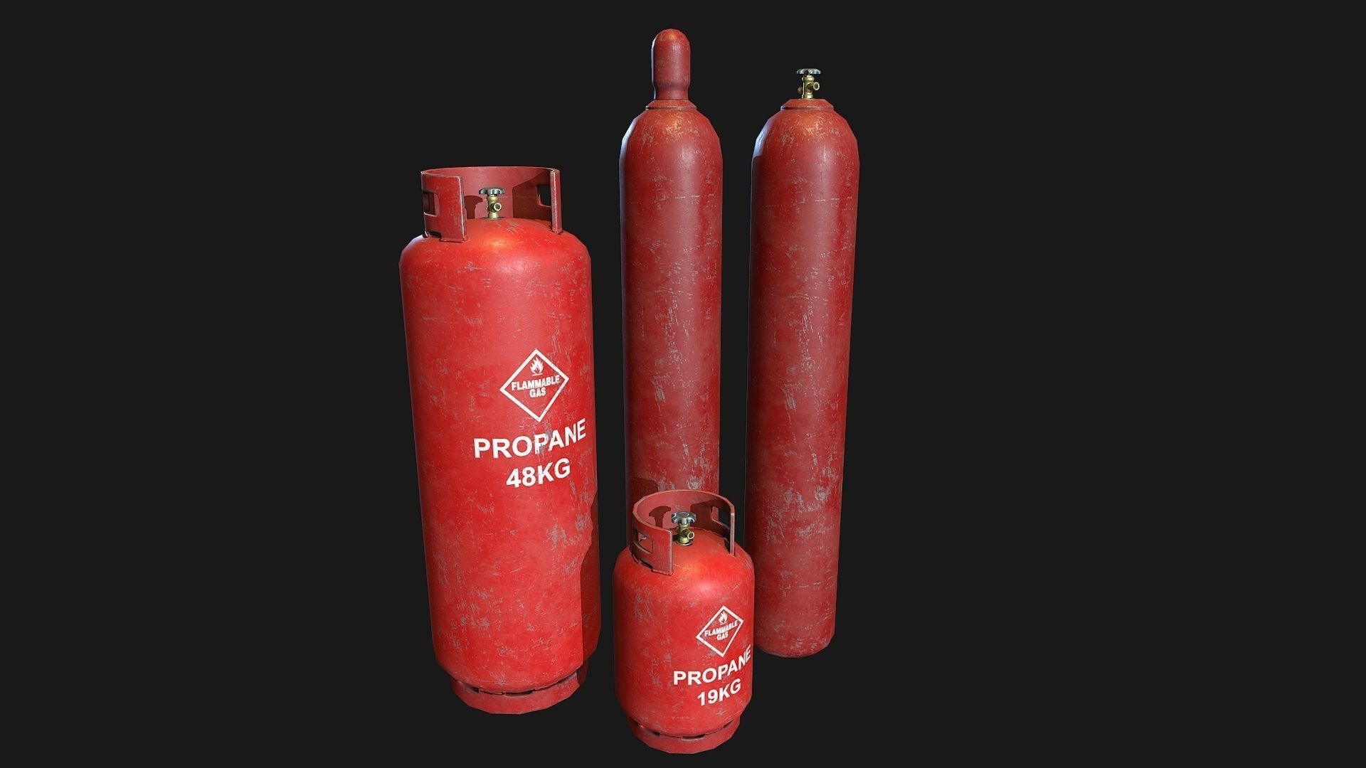Low Poly PBR Gas Bottle Complete Collection Low-poly 3D model_1