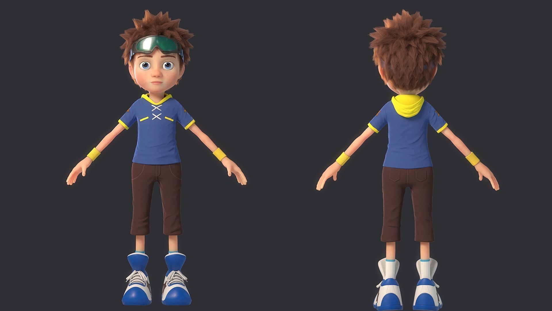 Cartoon Boy Rigged 3D model_5