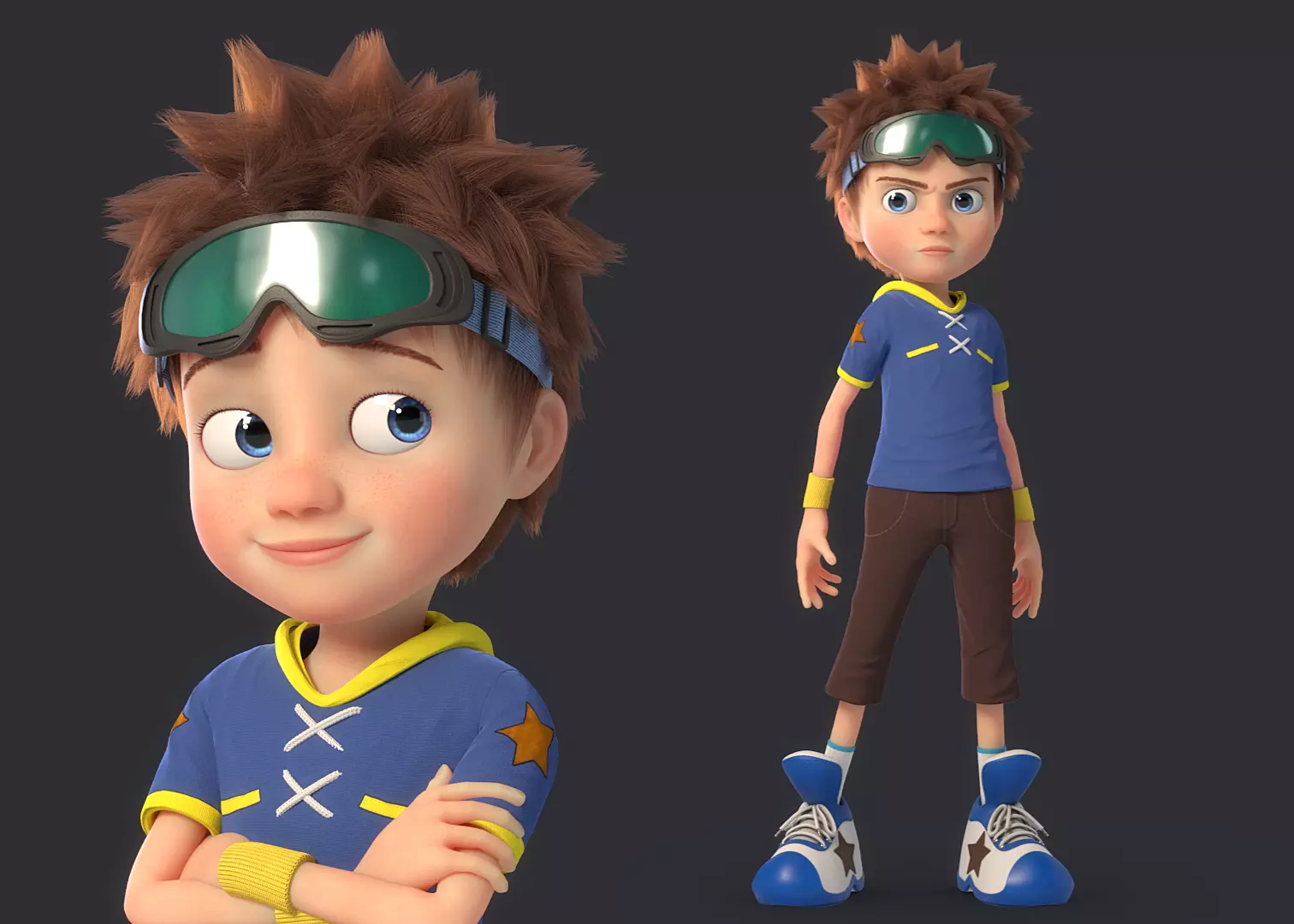 Cartoon Boy Rigged 3D model_0