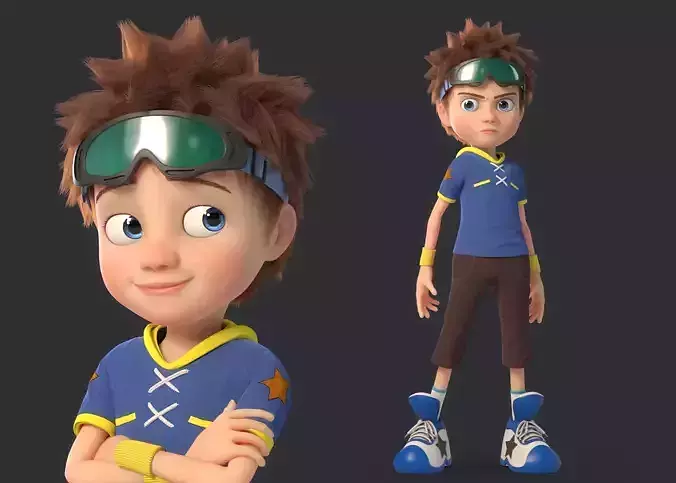 Cartoon Boy Rigged 3D model
