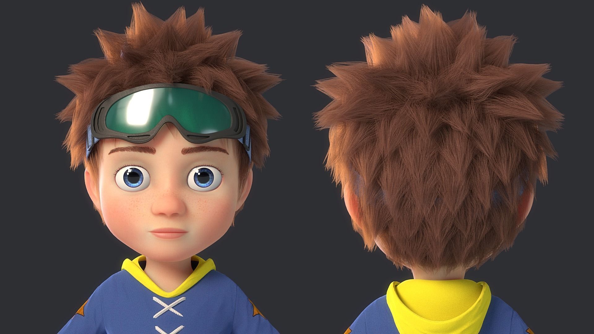 Cartoon Boy Rigged 3D model_2