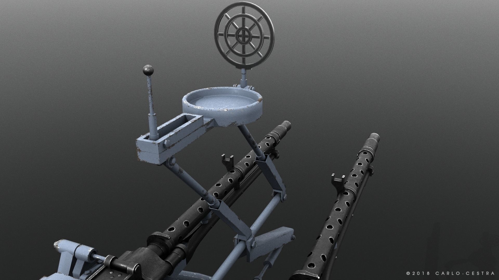 MG34 Zwillingsockel36 A Low-poly 3D model_9