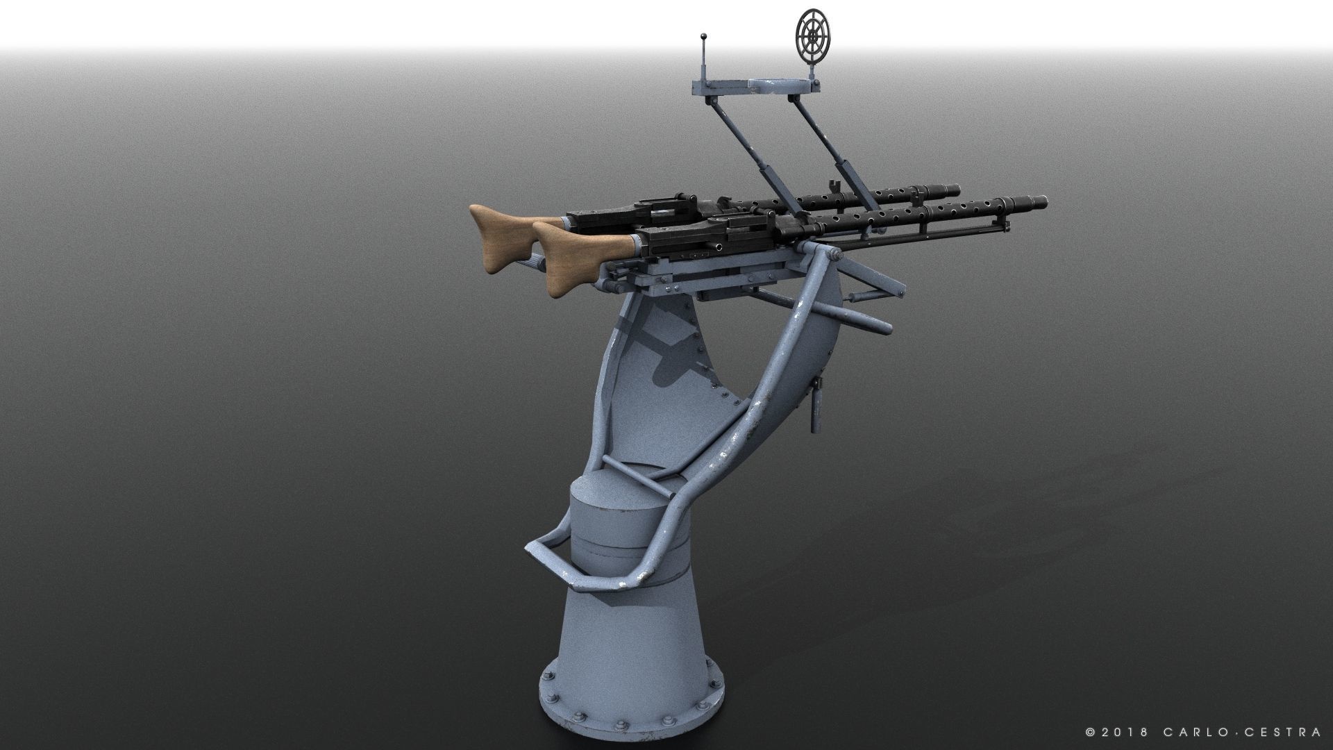 MG34 Zwillingsockel36 A Low-poly 3D model_2