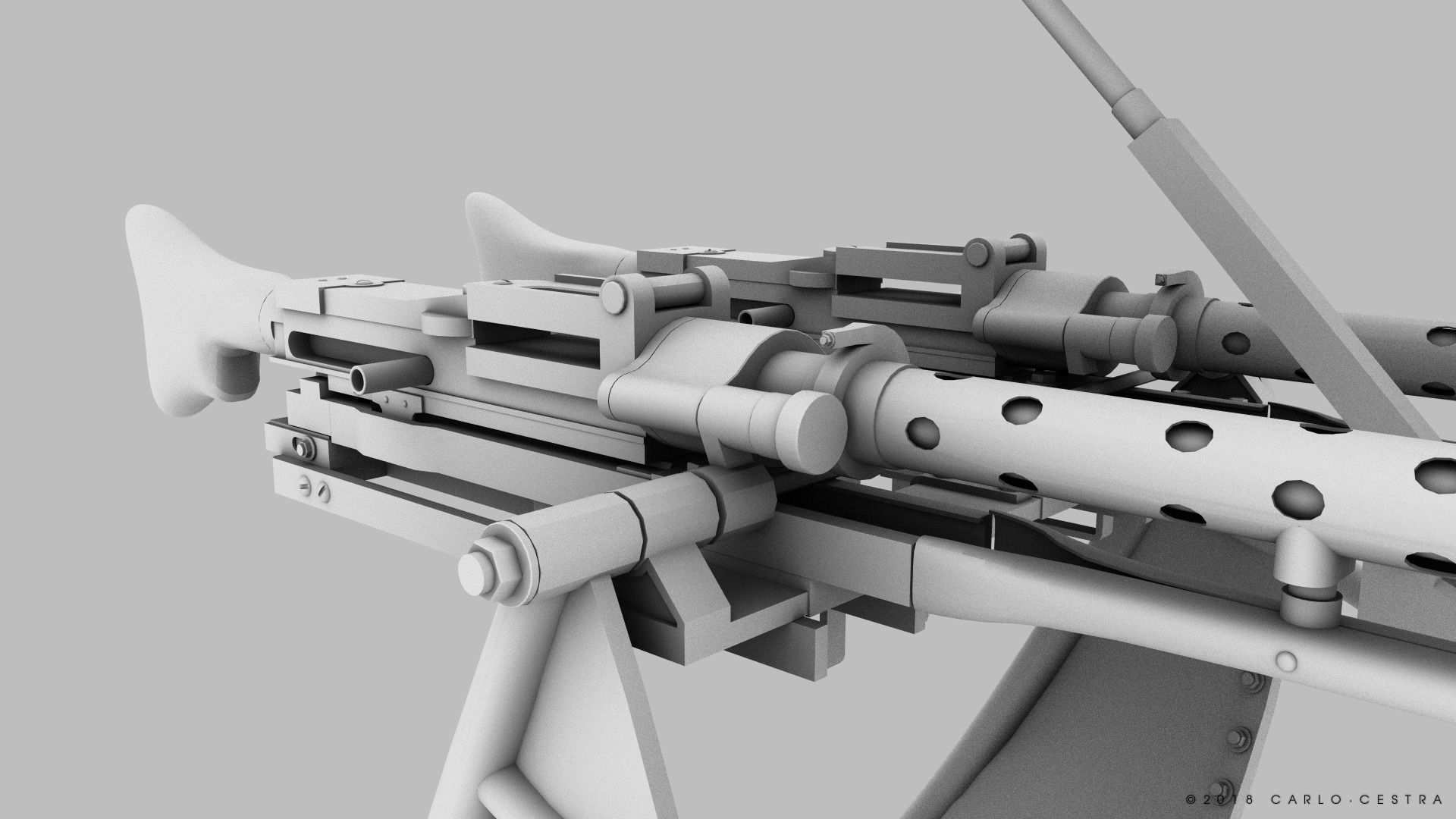 MG34 Zwillingsockel36 A Low-poly 3D model_21