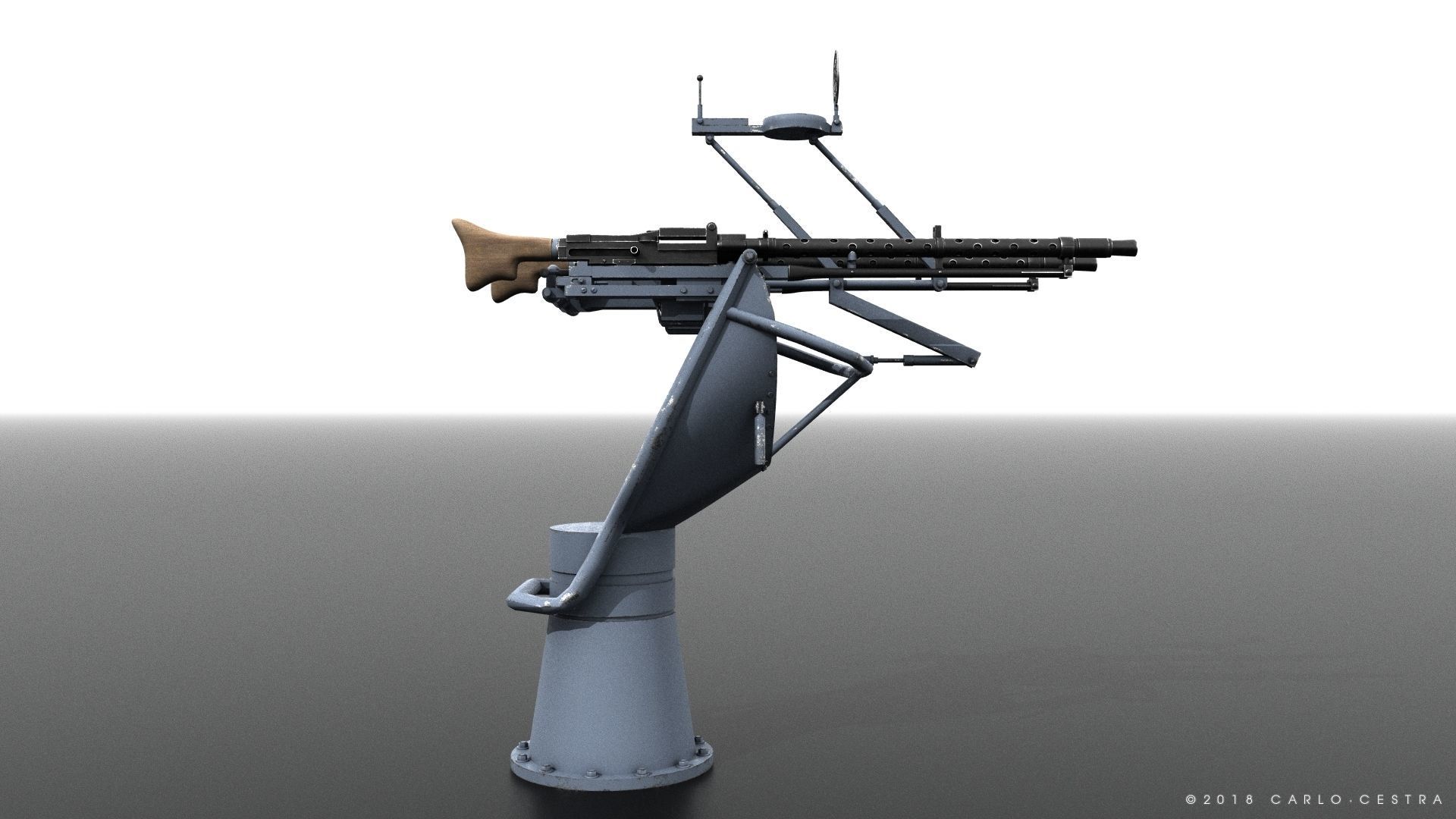 MG34 Zwillingsockel36 A Low-poly 3D model_10