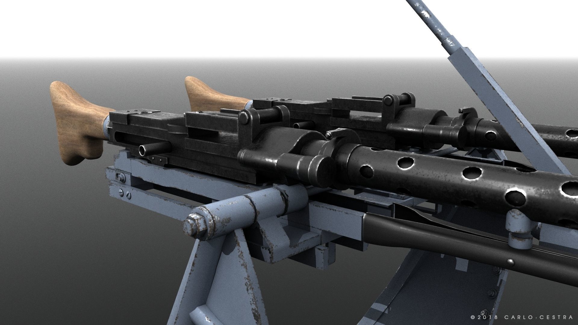 MG34 Zwillingsockel36 A Low-poly 3D model_6