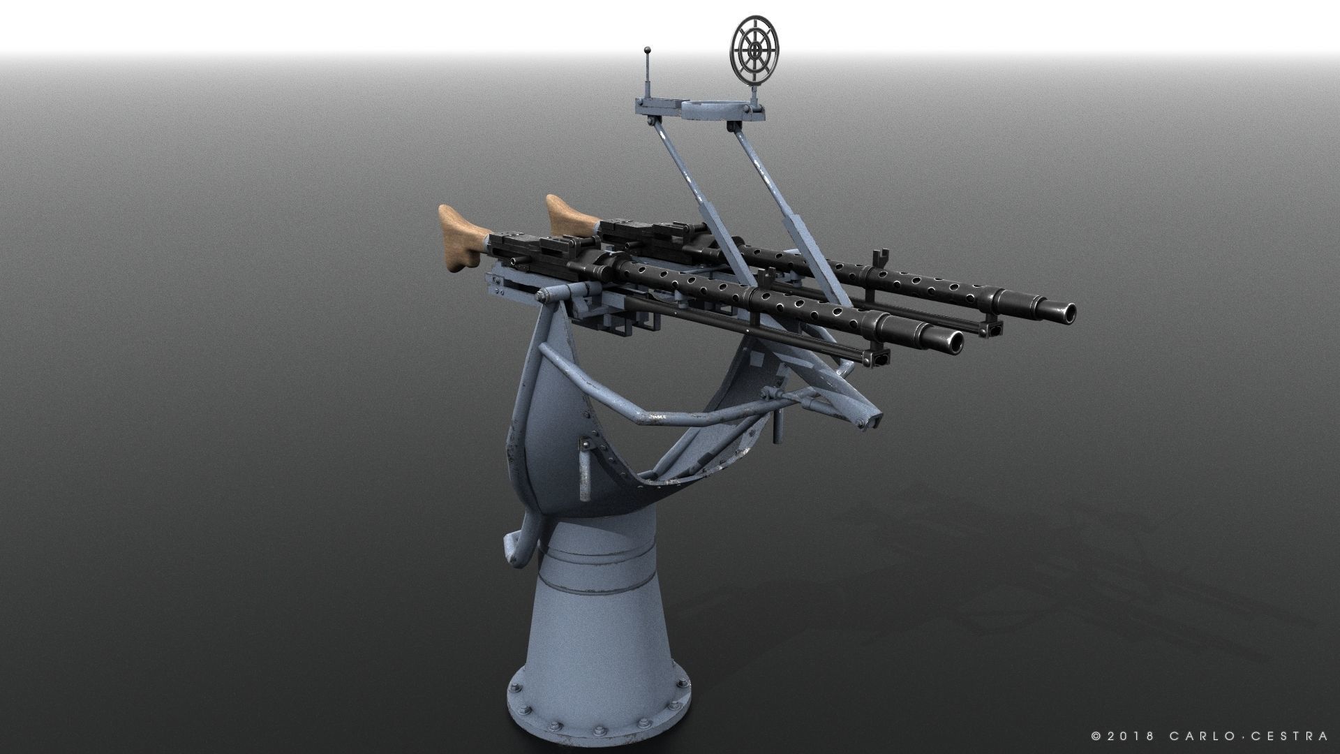 MG34 Zwillingsockel36 A Low-poly 3D model_1