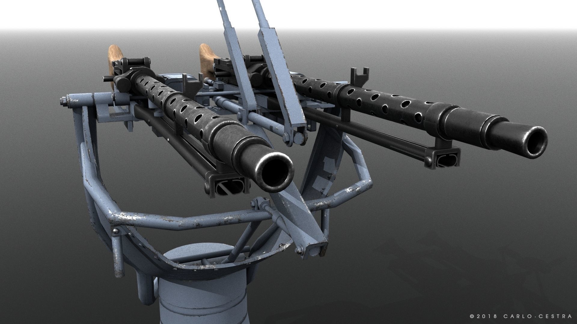 MG34 Zwillingsockel36 A Low-poly 3D model_5