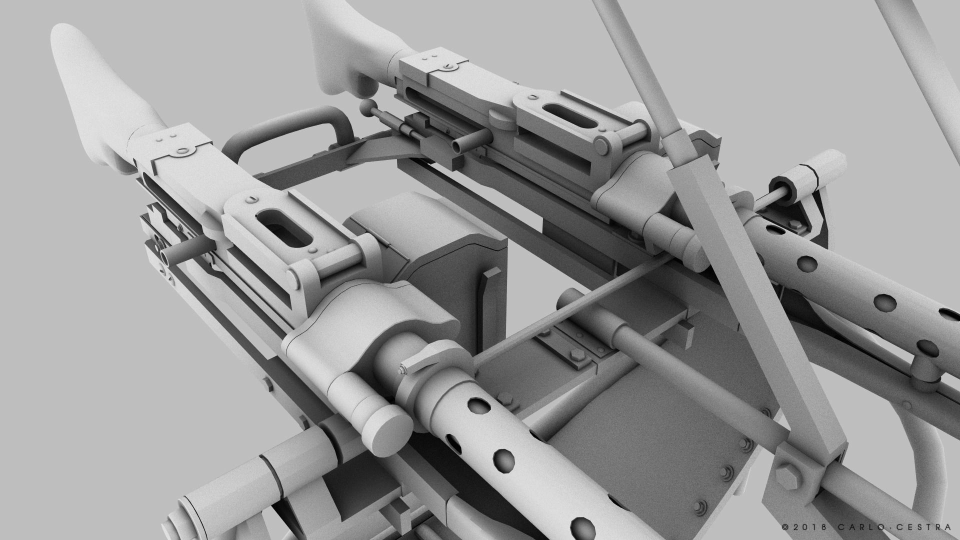 MG34 Zwillingsockel36 A Low-poly 3D model_20
